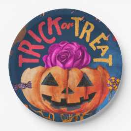 Verrückter Trick oder Leckerbissen Pappteller