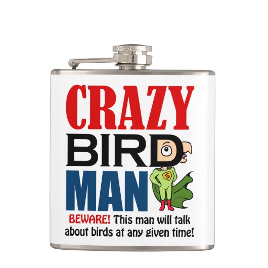 Verrückter Vogelmann Flachmann (Vorderseite)