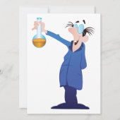 Verrückter Wissenschaftler hält Becher Spaß Wissen Einladung (Vorderseite)