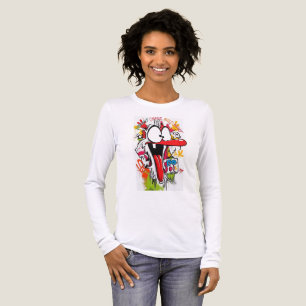 Verrücktes Cartoon-Graffiti-Art-Langarm-T-Shirt Tri-Blend Shirt