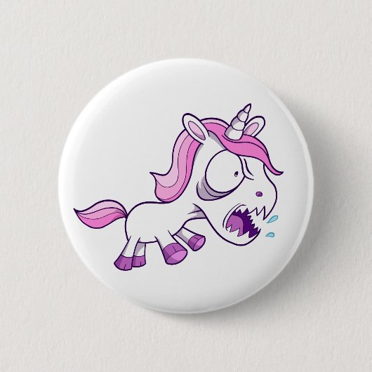 Verrücktes geisteskrankes kleines Einhorn Button (Vorderseite)