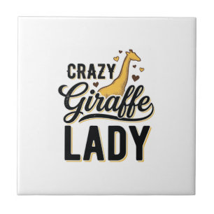 Verrücktes-Giraffen-Dame-Vintage-Stich-Shirt-Desig Fliese