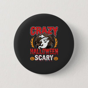 Verrücktes Halloween Grusel Geist und Kürbis Desig Button