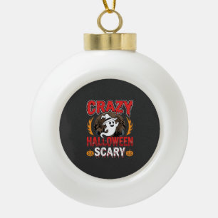 Verrücktes Halloween Gruseliges Gespenst und Kürbi Keramik Kugel-Ornament