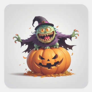 Verrücktes Halloween-Monster  Quadratischer Aufkleber