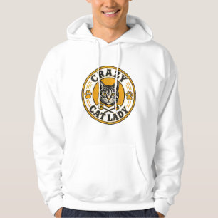 Verrücktes-Katzen-Dame-Vintage-Abzeichen-T-Shirt Hoodie