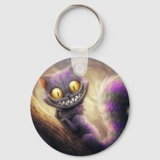 Verrücktes lila Katze keychain Schlüsselanhänger