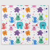 Verrücktes Party-Monster-Muster-bunter Geburtstag Geschenkpapier (Flach)