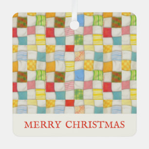 VERrücktes PATCHWORK Metall Quadrat Ornament + Tex Ornament Aus Metall