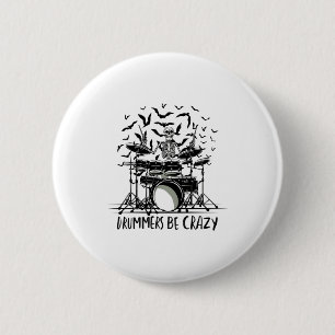 Verrücktes Schlagzeug-Skelett-Design Button