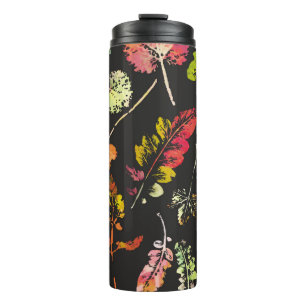 verrücktes schönes Aquarellmuster aus Blättern. Ha Thermosbecher