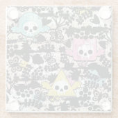 Verrücktes Vogelmuster Glasuntersetzer (Rückseite)