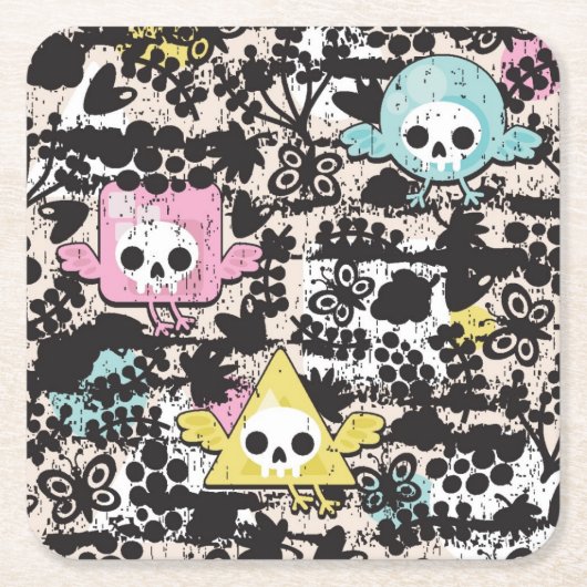 Verrücktes Vogelmuster Rechteckiger Pappuntersetzer (Vorderseite)