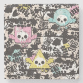 Verrücktes Vogelmuster Steinuntersetzer (Vorderseite)