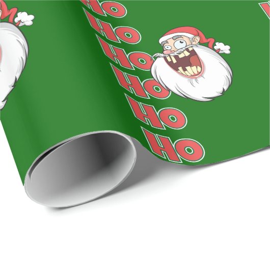 Verrücktes Weihnachtsmann-Lachen Geschenkpapier (Rolleneckpunkt)