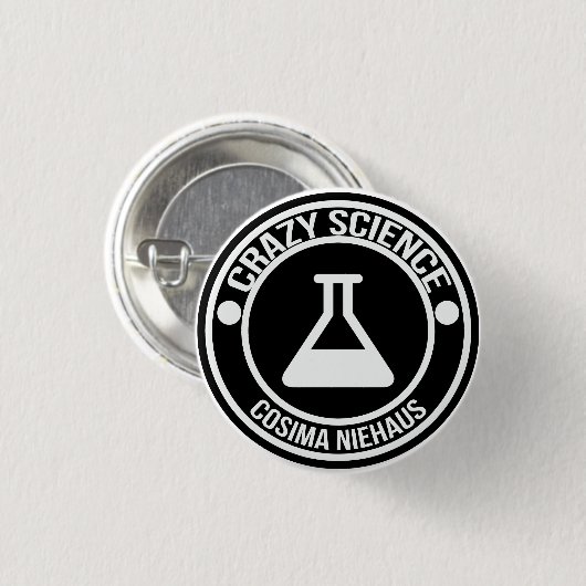Verrücktes Wissenschafts-Button Button (Vorne & Hinten)