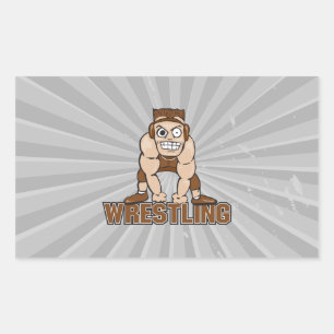 verrücktes Wrestler-Ringkampf-Design Rechteckiger Aufkleber