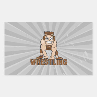 verrücktes Wrestler-Ringkampf-Design Rechteckiger Aufkleber