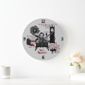 "Verrücktheit Poes" (Uhr der Versions-2) Große Wanduhr (Zuhause)