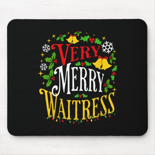 Verry Merry Waitress Weihnachtsserver Paja Mousepad (Vorne)