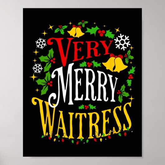 Verry Merry Waitress Weihnachtsserver Paja Poster (Vorne)