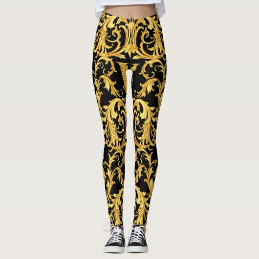 Versace Barocco Collection-Muster Leggings (Vorderseite)