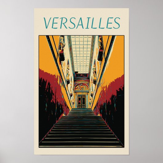 Versailles château Illustration Frankreich Postcar Poster (Vorne)