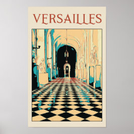 Versailles château Illustration Frankreich Postcar Poster