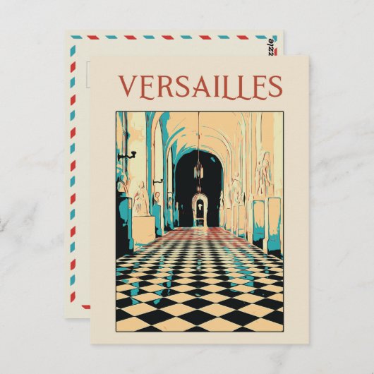 Versailles château Illustration Frankreich Postcar Postkarte (Vorne/Hinten)