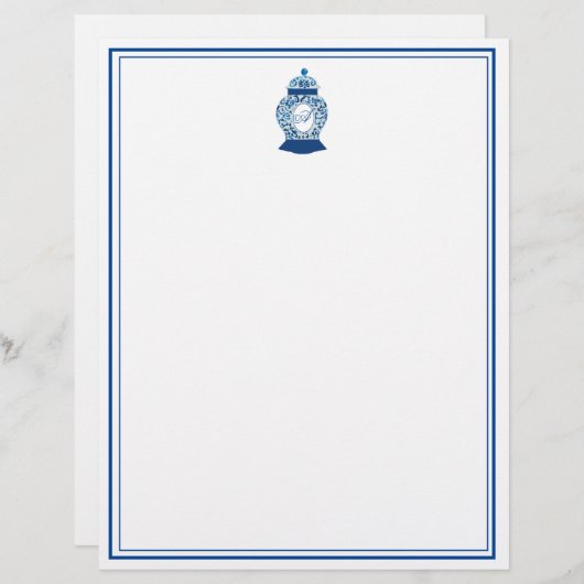 Versailles Chinoiserie Ginger Jar Monogram A Briefbogen (Vorne/Hinten)