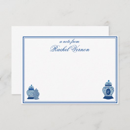 Versailles Chinoiserie Ginger Jar Monogram V Dankeskarte (Vorne/Hinten)
