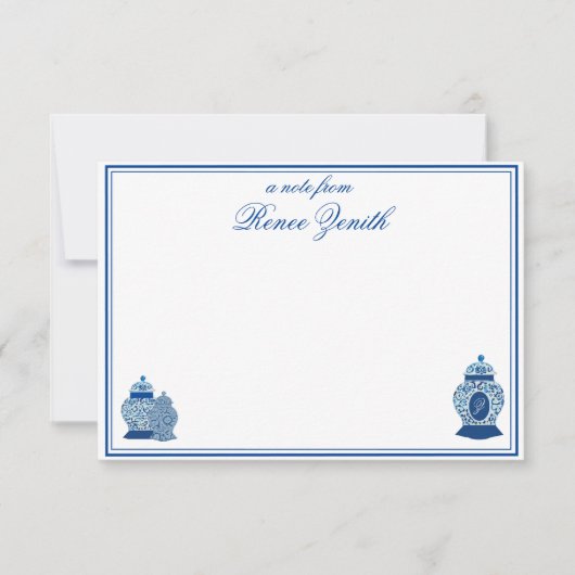 Versailles Chinoiserie Ginger Jar Monogram Z Dankeskarte (Vorderseite)