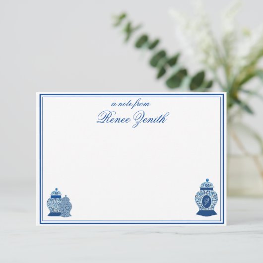 Versailles Chinoiserie Ginger Jar Monogram Z Dankeskarte (Stehend Vorderseite)