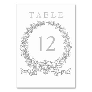 Versailles Gray   Elegant Floral Wreath Tischnummer