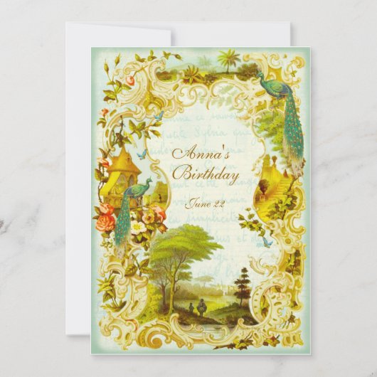 Versailles-Pfau-Garten-Hochzeit oder Ereignis Einladung (Vorderseite)