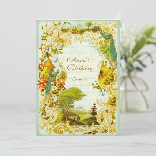 Versailles-Pfau-Garten-Hochzeit oder Ereignis Einladung (Stehend Vorderseite)