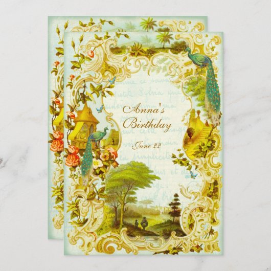 Versailles Pfauengarten Hochzeit oder Veranstaltun Einladung (Vorne/Hinten)