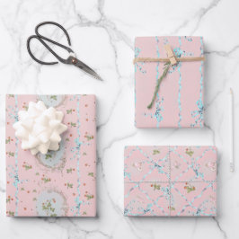 Versailles Strawberrys & Ribbons Pink Geschenkpapier Set