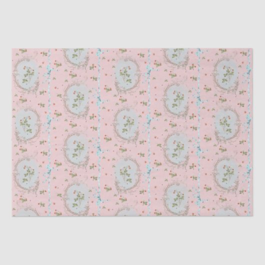 Versailles Strawberrys & Ribbons Pink Seidenpapier (Vorderseite)