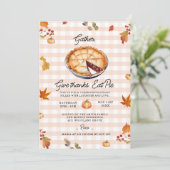 Versammelt, danke, isst Pie Erntedank Fest Einladung (Stehend Vorderseite)