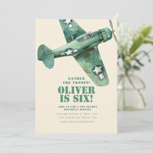 Versammelt das Militärflugzeug der Truppen zum Geb Einladung (Stehend Vorderseite)