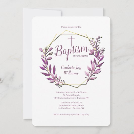 Versammelt religiöse Einladungen (pink) (Vorderseite)