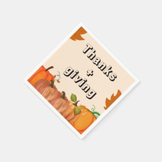 Versammelt und dankt euch für einen Erntedank Serviette (Ecke)