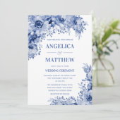 Versammlung bei Blue Indigo Hochzeit Einladung (Stehend Vorderseite)