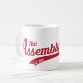Versammlungs-Anruf-Text-Logo-Tasse Kaffeetasse (Vorderseite Links)