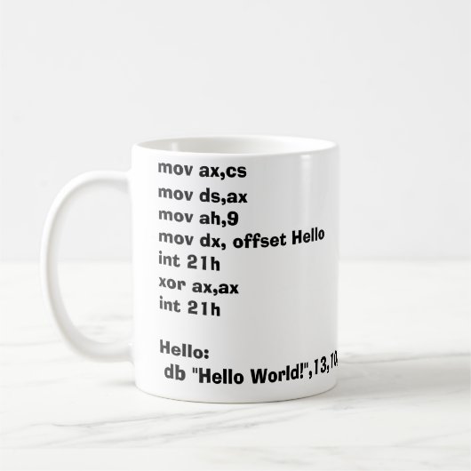 Versammlungsteilnehmer-Tasse HelloWorld! Kaffeetasse (Links)