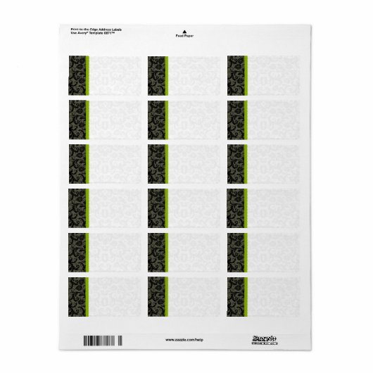 Versand von grünen, grauen und schwarzen Damasketd Adressaufkleber (Vorne)