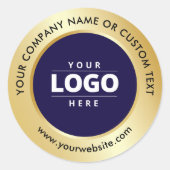 Versand von Luxus Navy Blue Gold-Business-Logos Runder Aufkleber (Vorderseite)