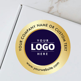 Versand von Luxus Navy Blue Gold-Business-Logos Runder Aufkleber