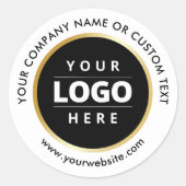 Versand von Schwarz-weißen Gold Stroke Business-Lo Runder Aufkleber (Vorderseite)